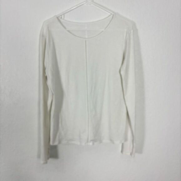 lululemon athletica Tops - Lululemon White Scoop Neck Long Sleeve Top Size 10